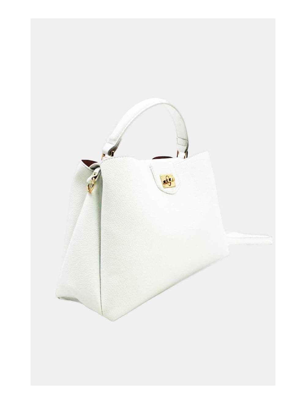 Sac à Main Effet Cuir Grainé Avec Fermoir Tourniquet 6436 REASSORT-Blanc — vue 3