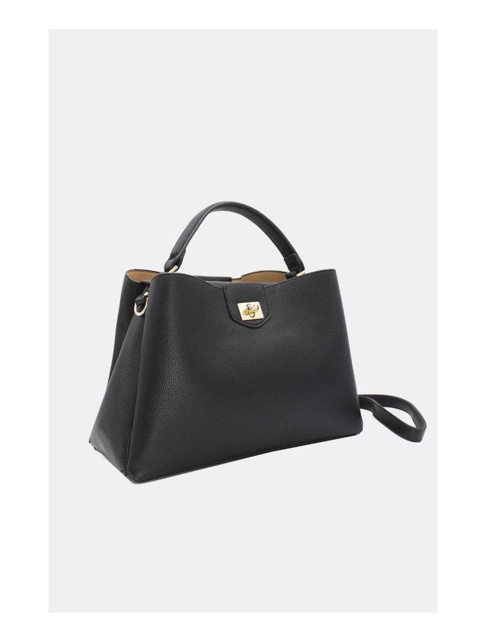 Sac à Main Effet Cuir Grainé Avec Fermoir Tourniquet 6436 REASSORT-Noir — vue 3