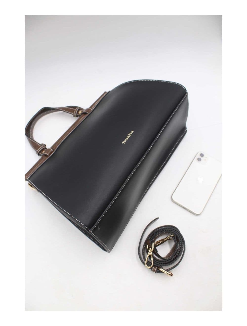Sac à Main Multi compartiments Bicolore 6978-Noir