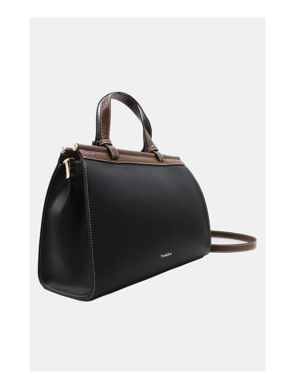 Sac à Main Multi compartiments Bicolore 6978-Noir — vue 3