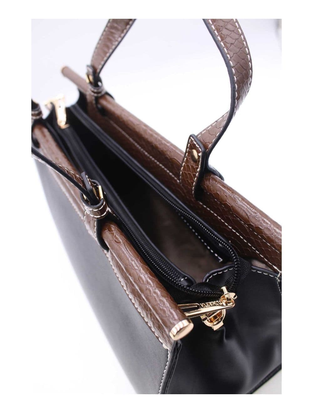 Sac à Main Multi compartiments Bicolore 6978-Noir — vue 4