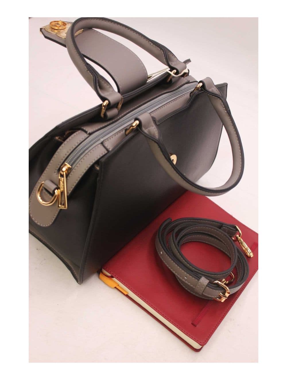 Sac à Main Femme à Languette 23B-5831-Black/Grey