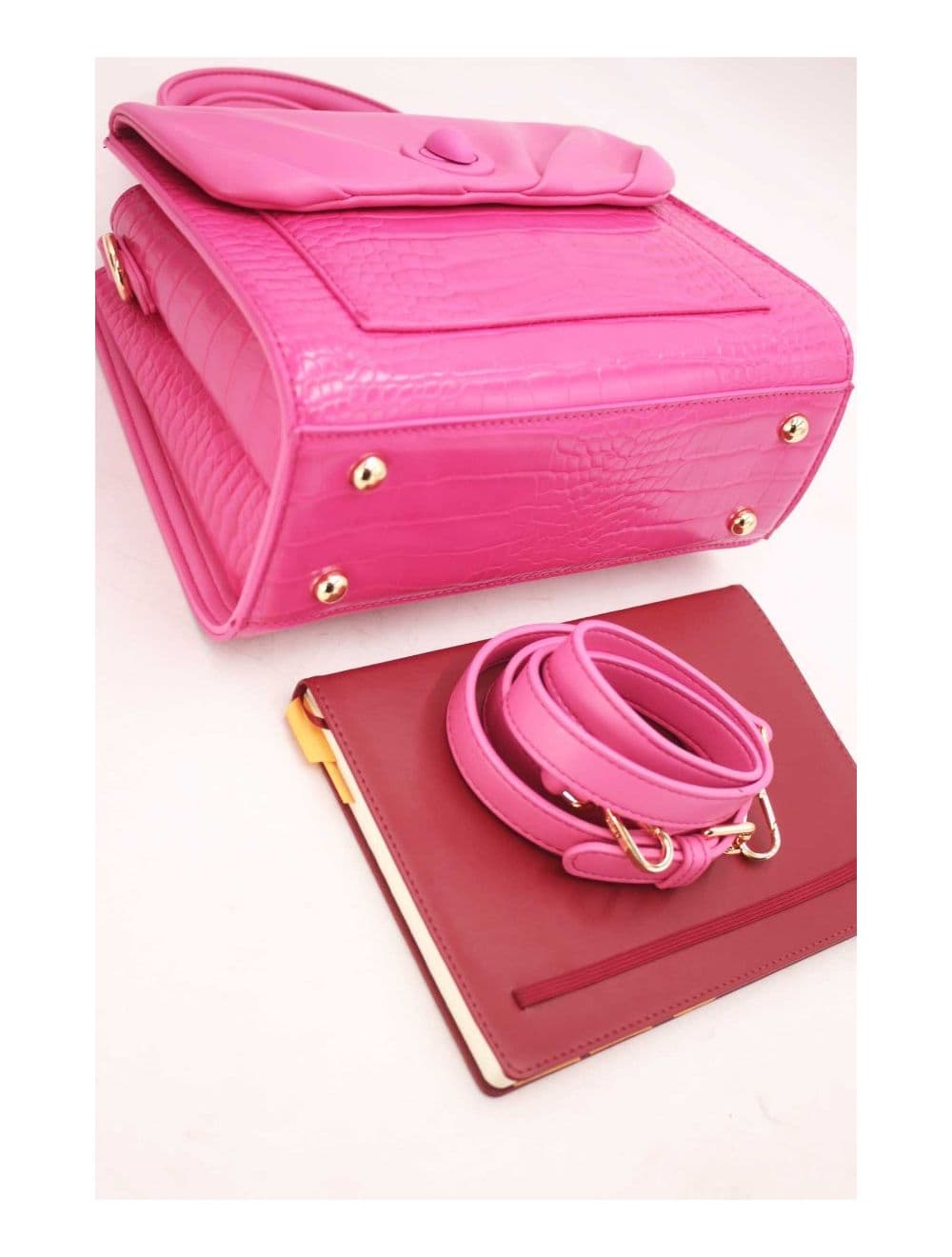 Sac à Main Croco Medium Chic et Vintage 23B-5839-Rose