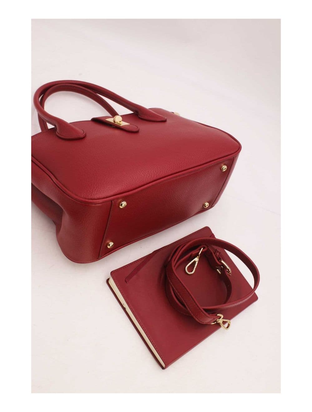 Sac à Main Effet Cuir Grainé 6956 -Rouge