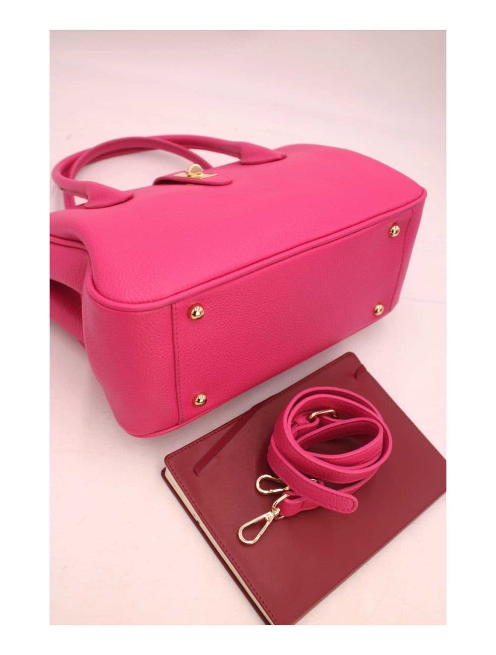 Sac à Main Effet Cuir Grainé 6956 -Rose
