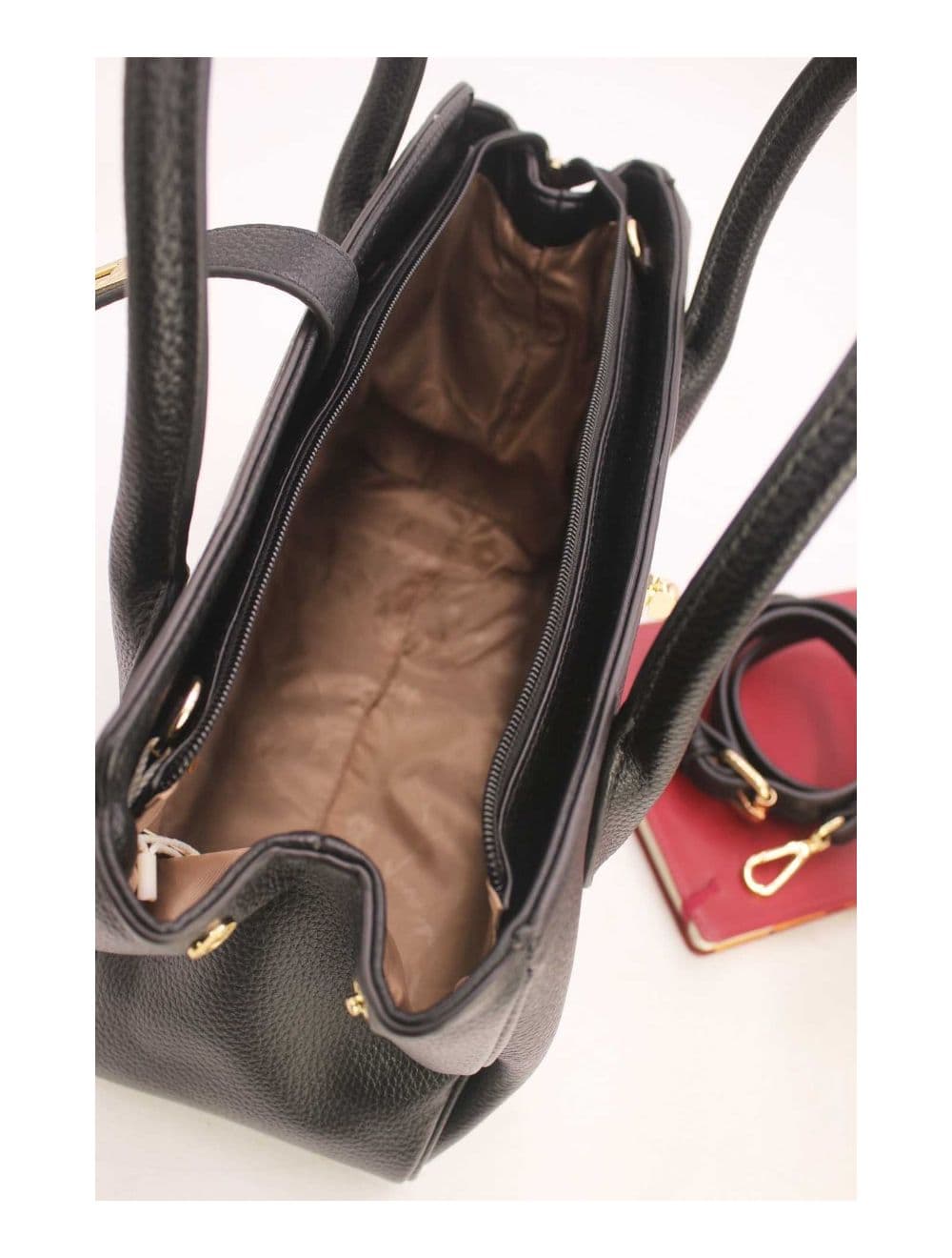 Sac à Main Effet Cuir Grainé 6956 -Noir