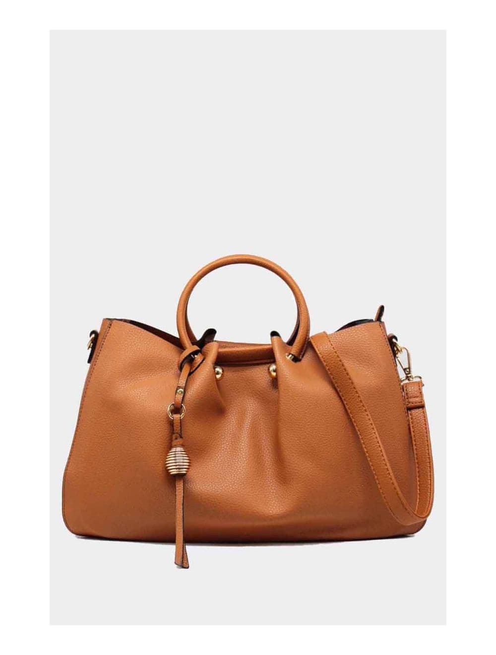 Sac à main avec Pendentif et Anse Rond-6719-Marron