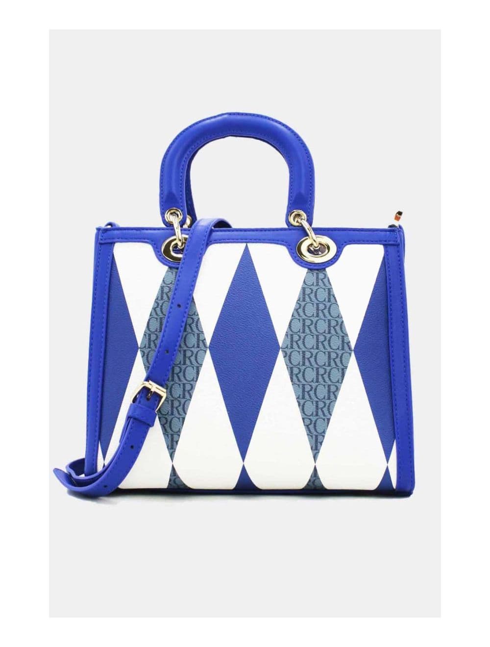 Sac à Main Décoré Des Losanges-22B-5675-Bleu