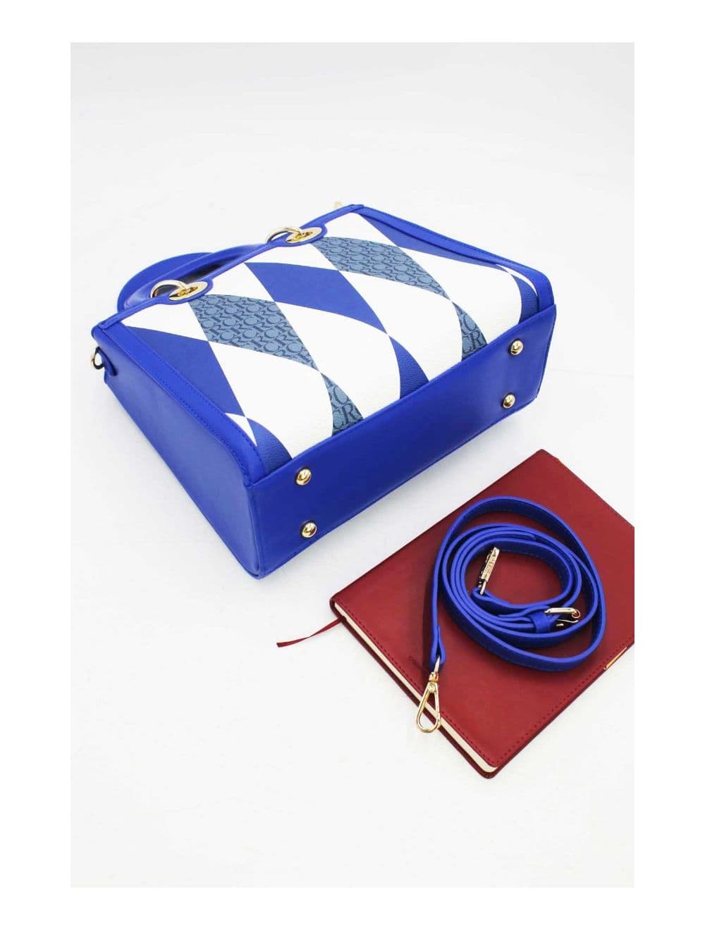 Sac à Main Décoré Des Losanges-22B-5675-Bleu — vue 4