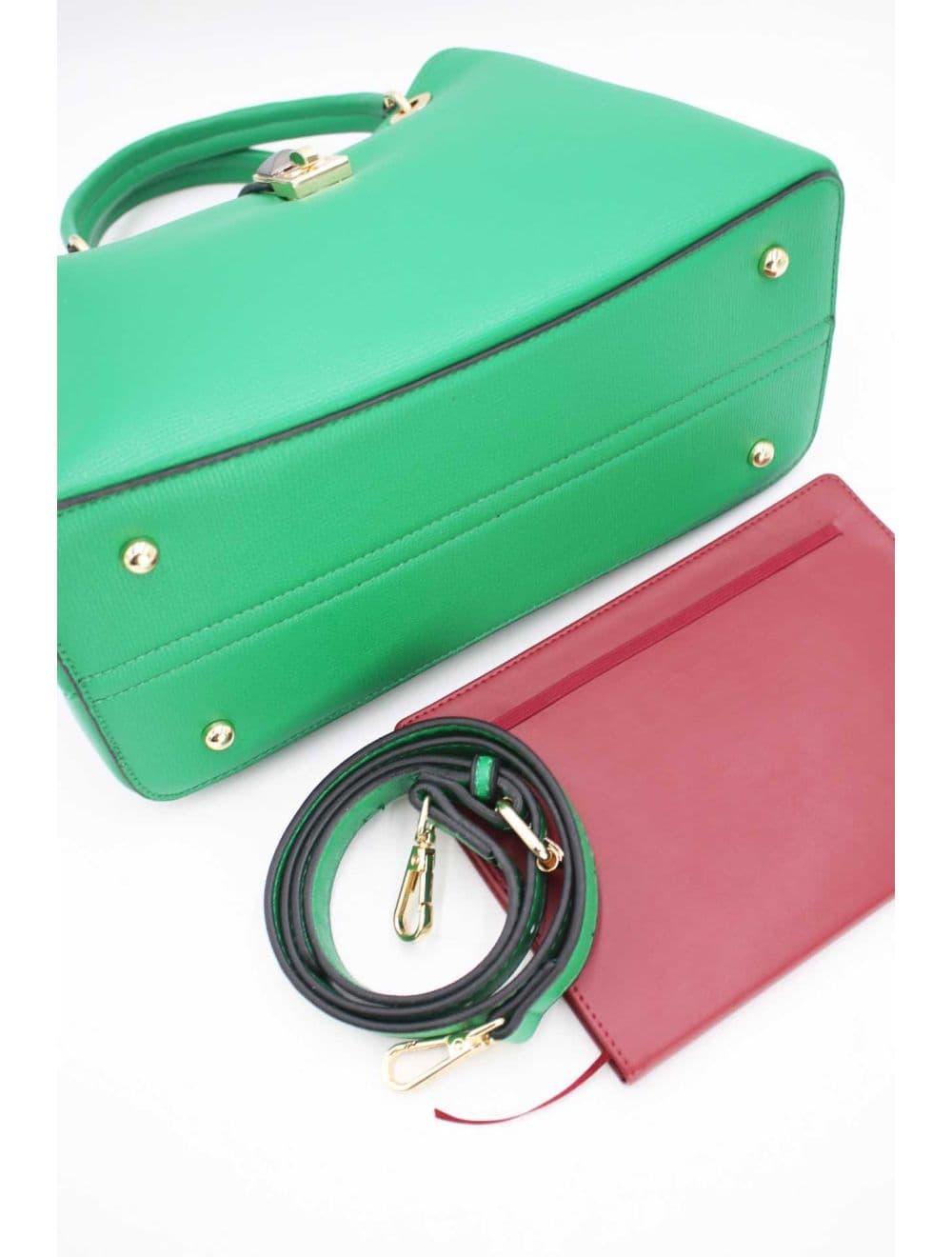 Sac à Main Classique Fermoir Avec Languette-6840-Vert — vue 4