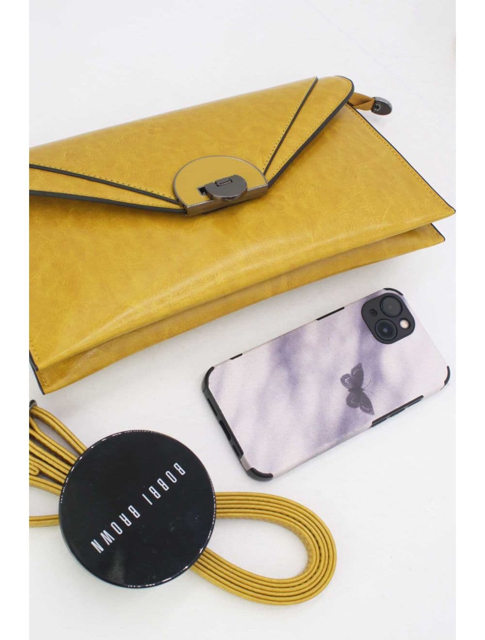 Pochette enveloppe structurée Avec Fermoir 24P-6099Y-Citron — vue 4