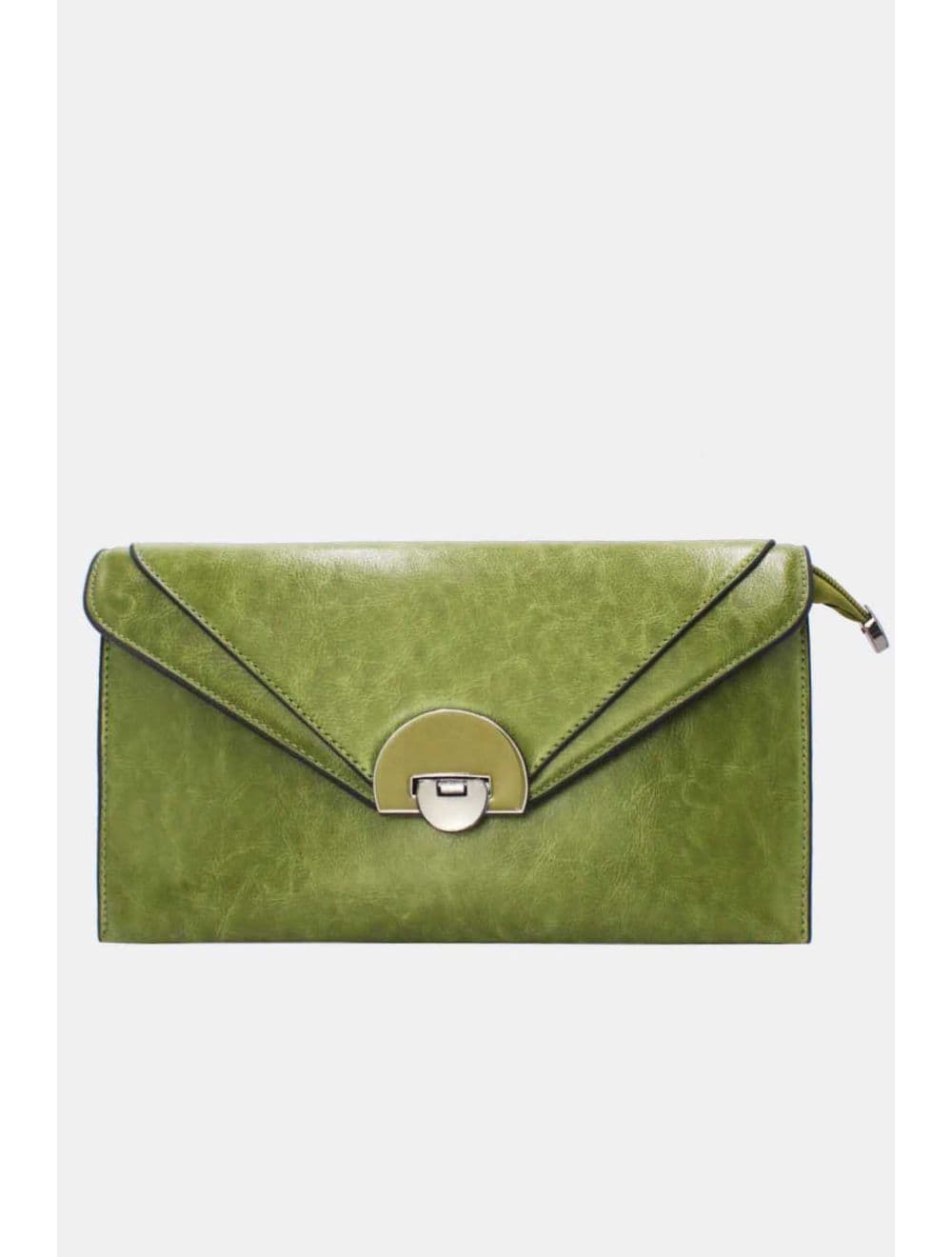 Pochette enveloppe structurée Avec Fermoir 24P-6099Y-Vert
