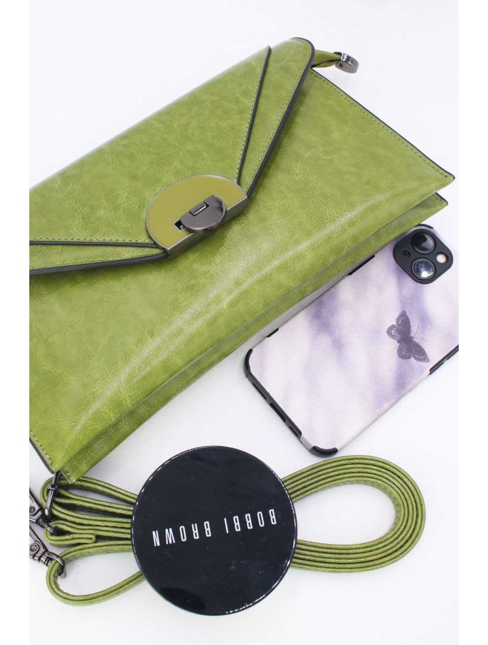 Pochette enveloppe structurée Avec Fermoir 24P-6099Y-Vert — vue 4