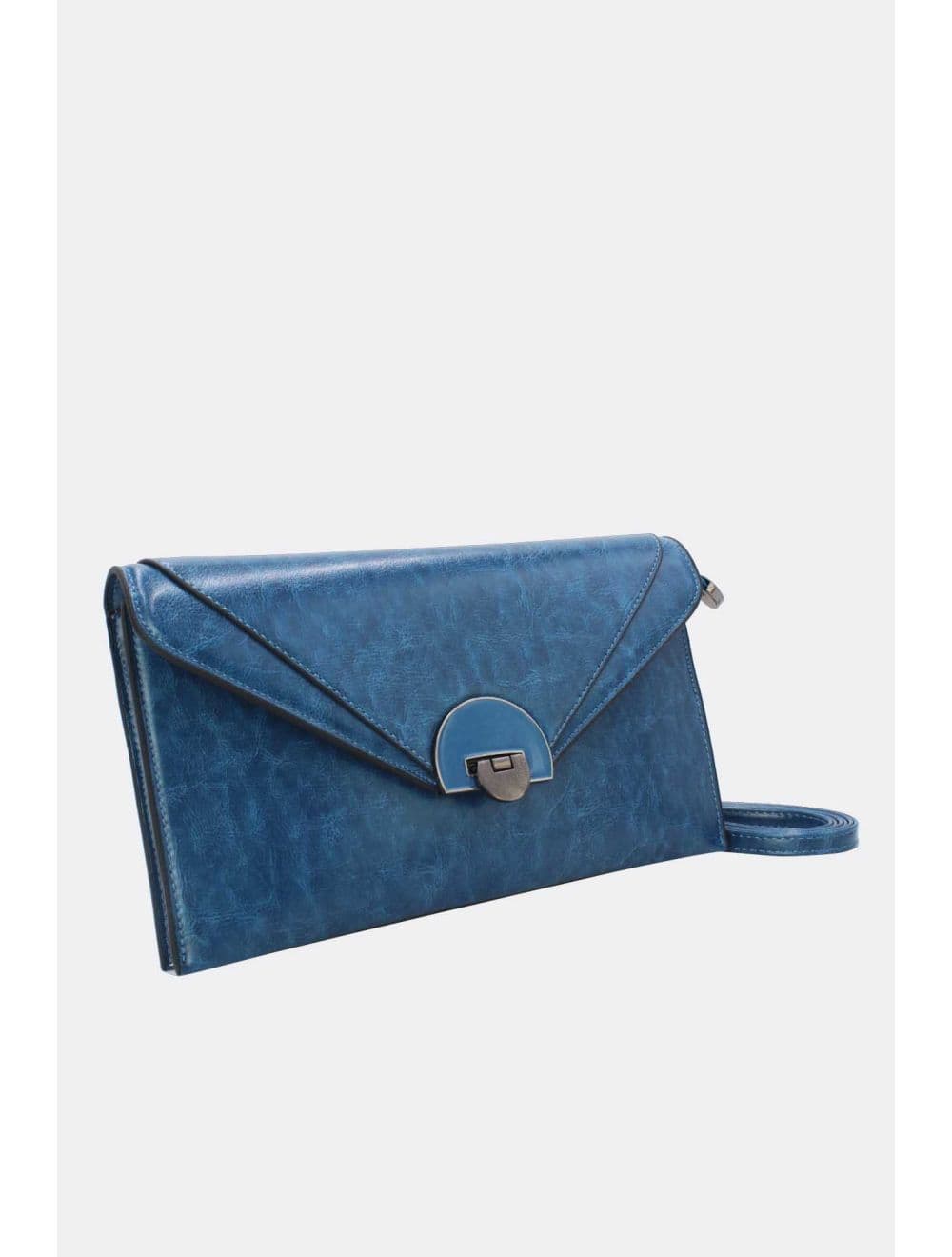 Pochette enveloppe structurée Avec Fermoir 24P-6099Y-Bleu