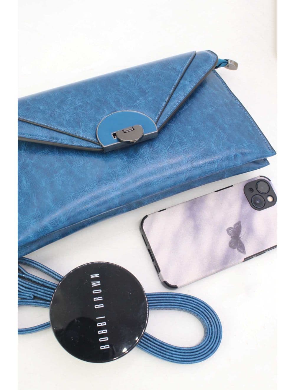 Pochette enveloppe structurée Avec Fermoir 24P-6099Y-Bleu — vue 3
