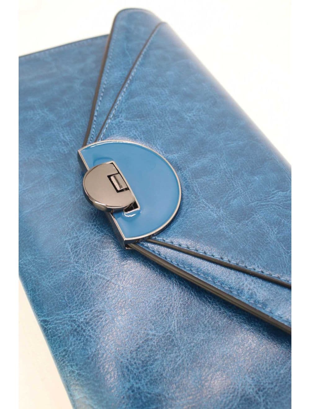 Pochette enveloppe structurée Avec Fermoir 24P-6099Y-Bleu — vue 4