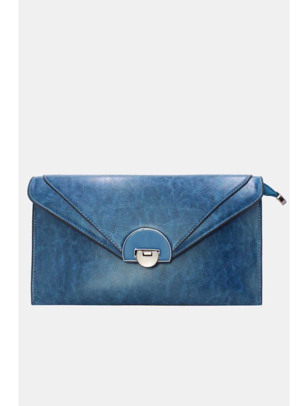 Pochette enveloppe structurée Avec Fermoir 24P-6099Y-Bleu — vue 5