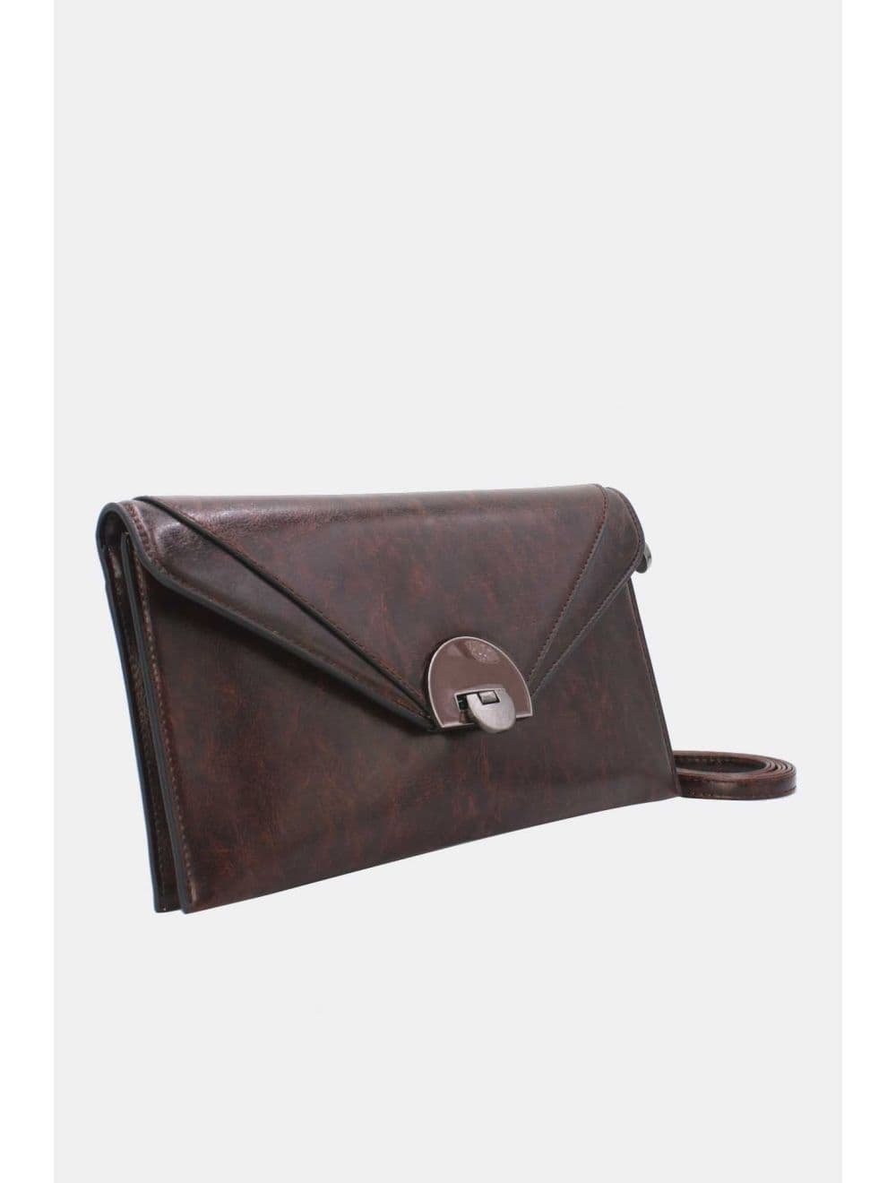 Pochette enveloppe structurée Avec Fermoir 24P-6099Y-Café