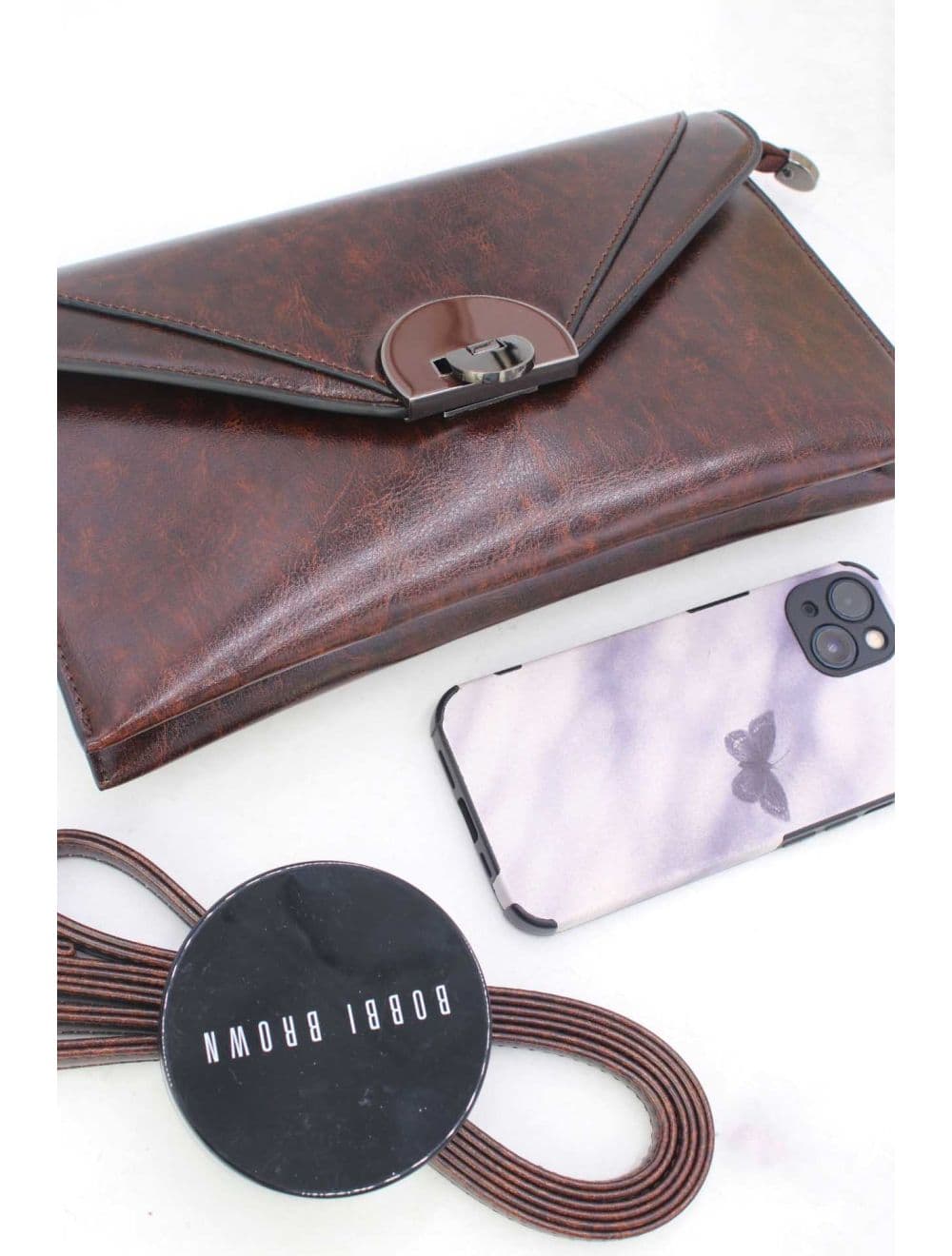 Pochette enveloppe structurée Avec Fermoir 24P-6099Y-Café — vue 3