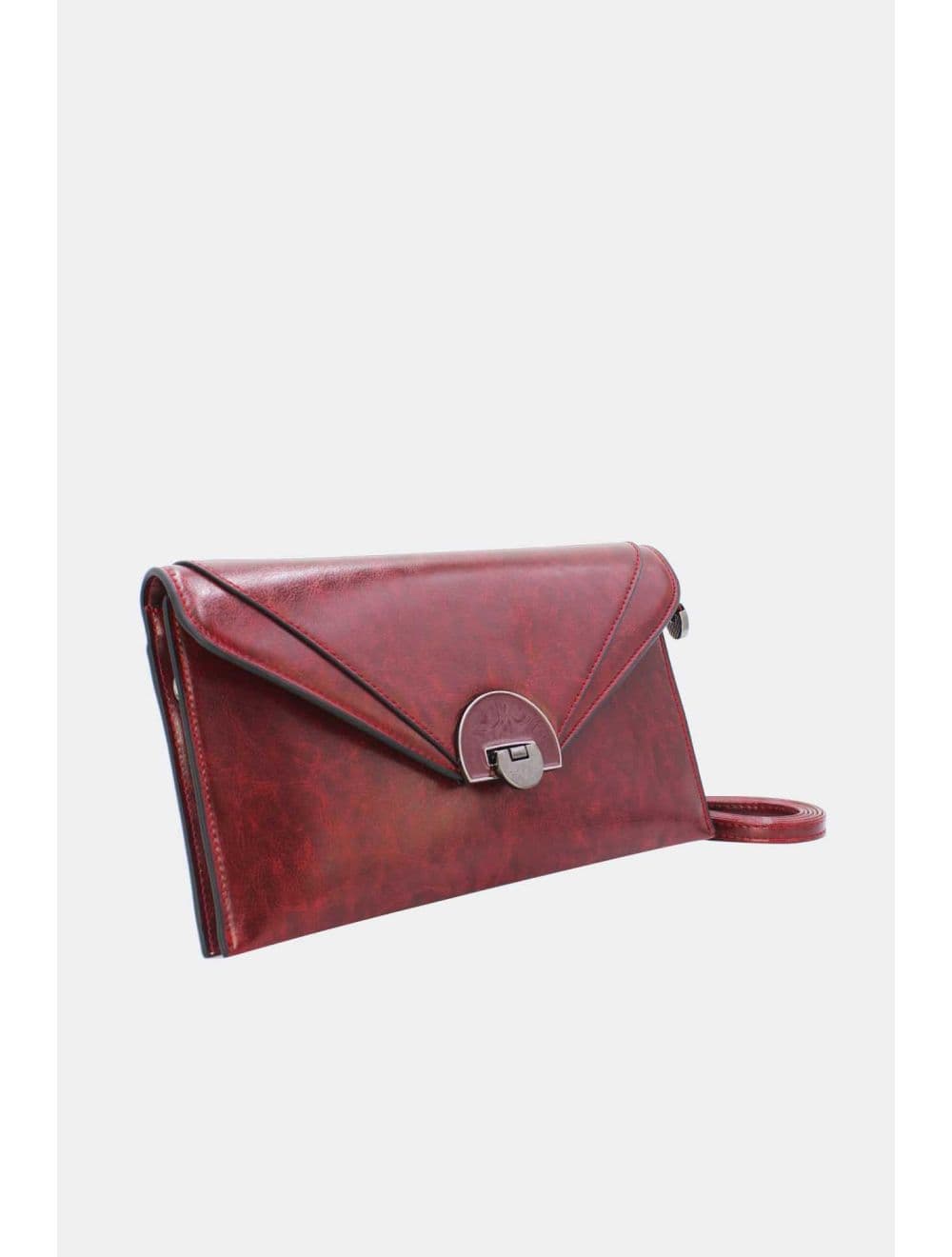 Pochette enveloppe structurée Avec Fermoir 24P-6099Y-Bordeaux — vue 2