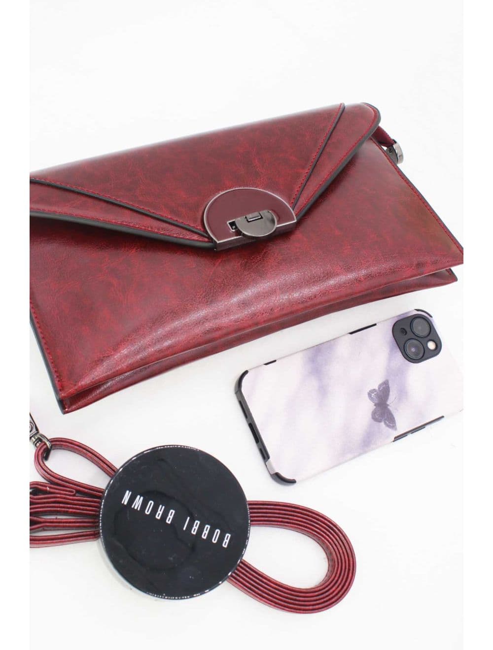 Pochette enveloppe structurée Avec Fermoir 24P-6099Y-Bordeaux — vue 4