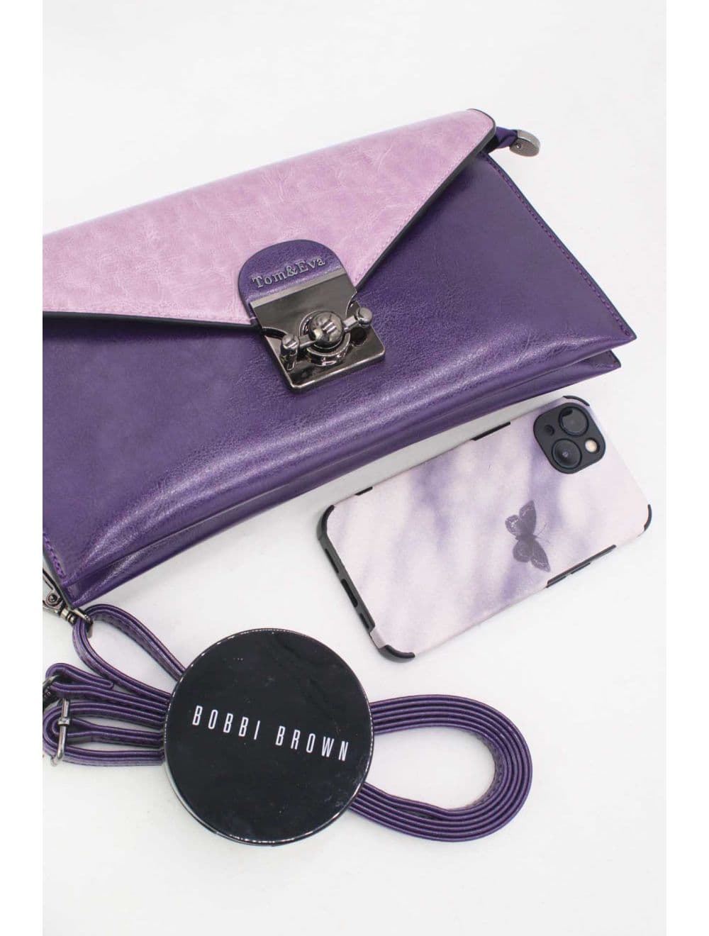 Pochette effet cuir à Rabat Avec Fermoir 25P-6389-D.Purple/Purple — vue 4