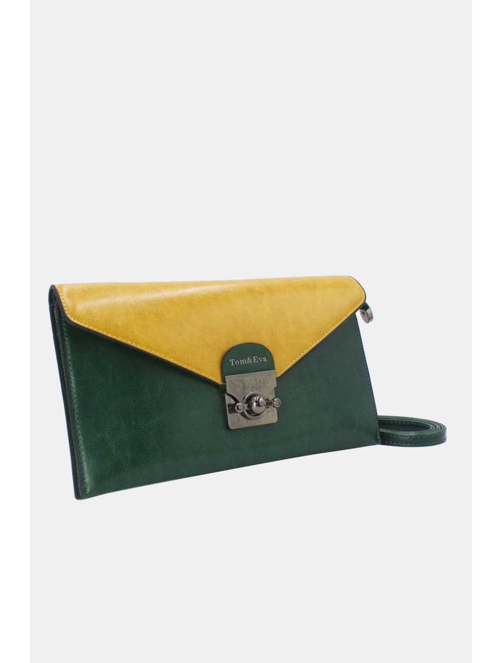 Pochette effet cuir à Rabat Avec Fermoir 25P-6389-D.Green/Yellow — vue 2