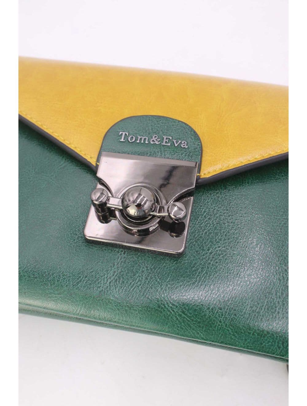 Pochette effet cuir à Rabat Avec Fermoir 25P-6389-D.Green/Yellow — vue 5
