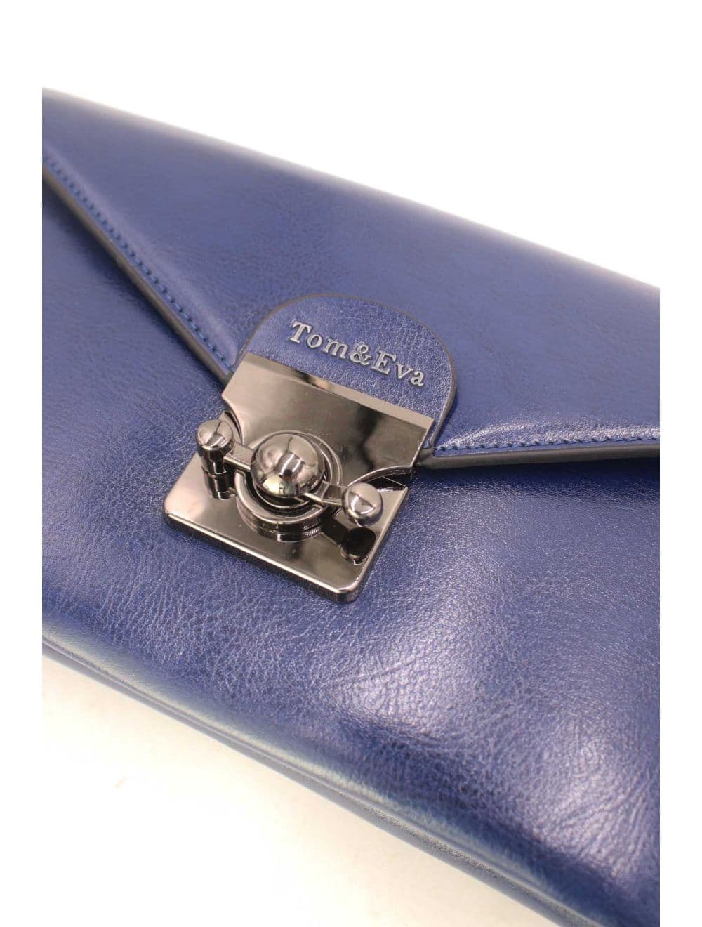Pochette effet cuir à Rabat Avec Fermoir 25P-6389-Bleu — vue 5