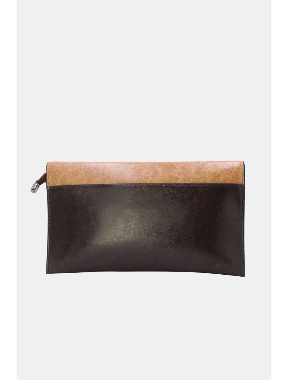 Pochette effet cuir à Rabat Avec Fermoir 25P-6389-Coffee/Apricot — vue 3