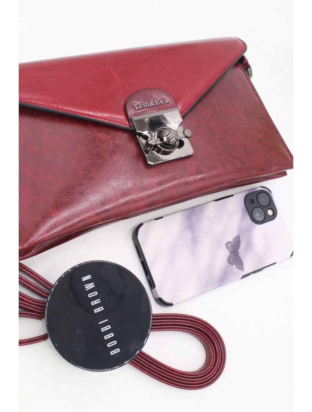 Pochette effet cuir à Rabat Avec Fermoir 25P-6389-Rouge — vue 4