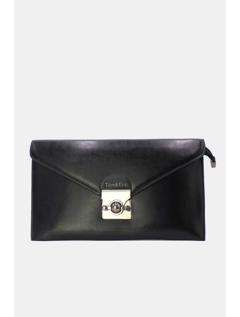 Pochette effet cuir à Rabat Avec Fermoir 25P-6389-Noir