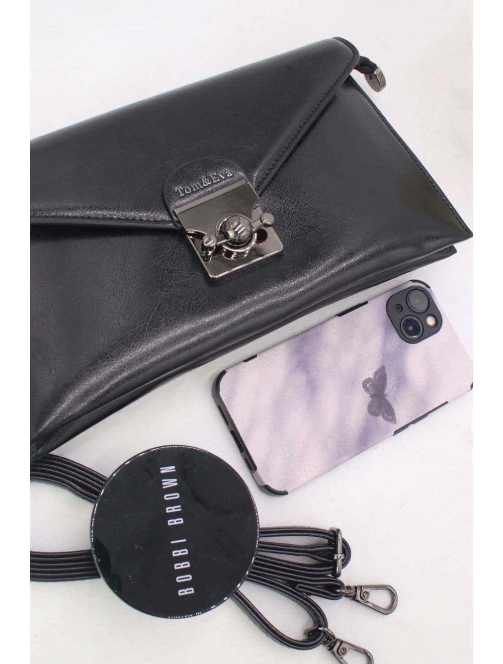 Pochette effet cuir à Rabat Avec Fermoir 25P-6389-Noir — vue 4