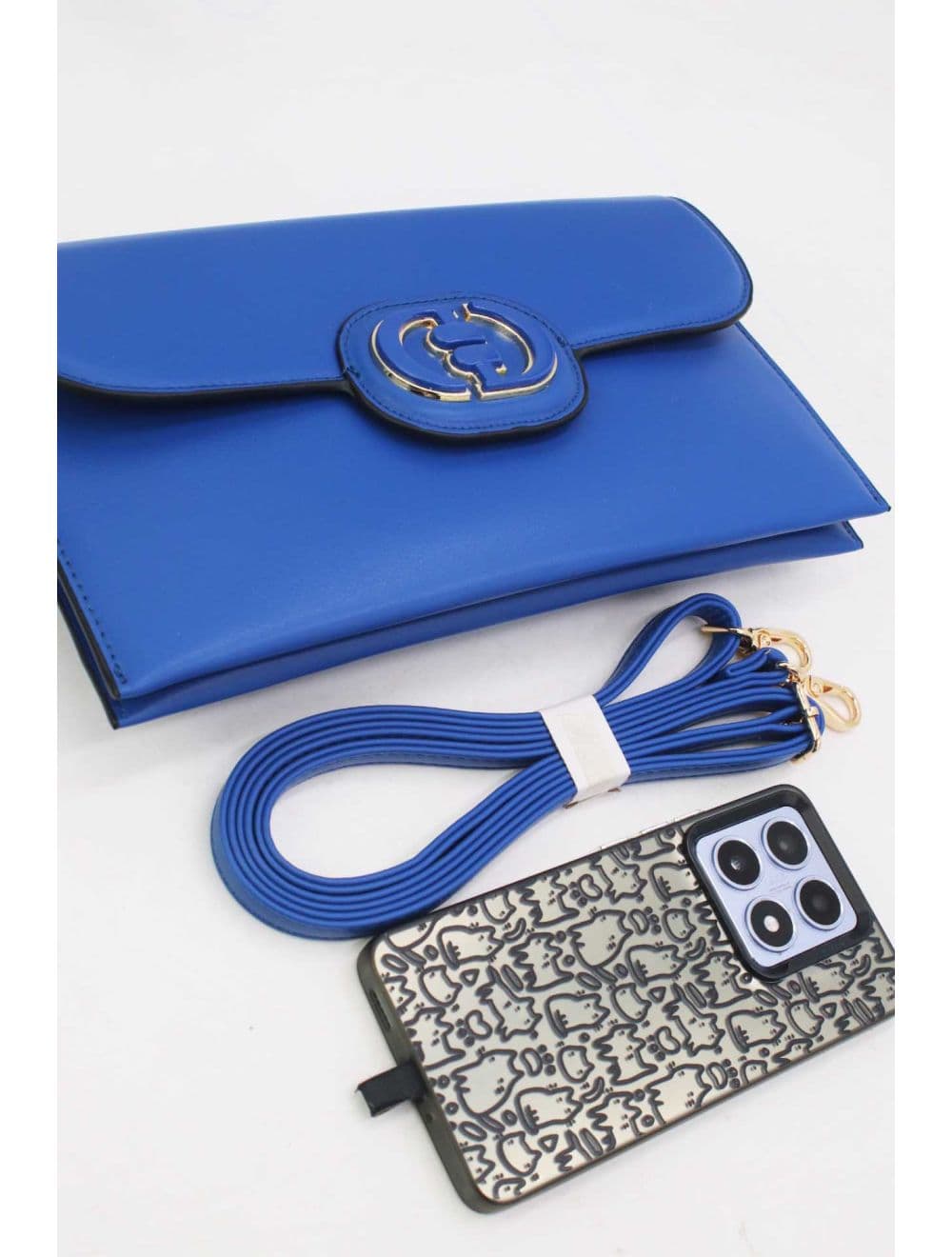 Pochette à Rabat avec Fermoir Avec Lettre B 22P-5565-Bleu — vue 4