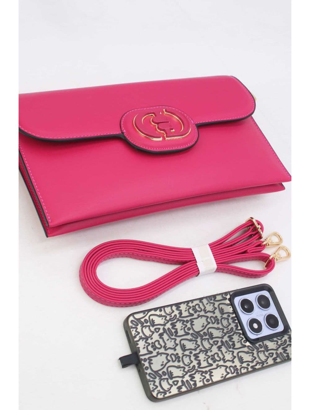Pochette à Rabat avec Fermoir Avec Lettre B 22P-5565-Fuchsia — vue 4