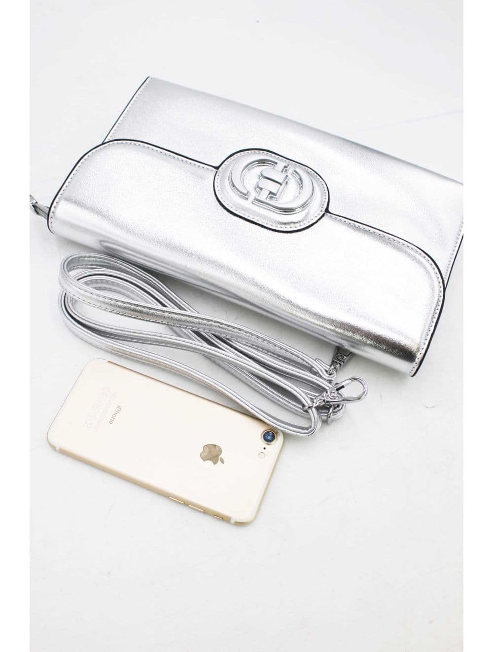 Pochette à Rabat avec Fermoir Avec Lettre B 22P-5565-Argent — vue 4