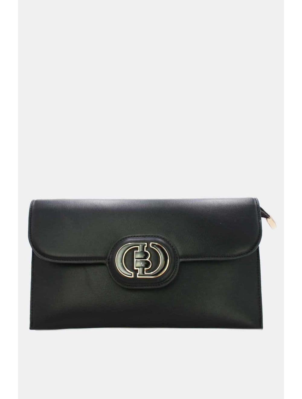 Pochette à Rabat avec Fermoir Avec Lettre B 22P-5565-Noir