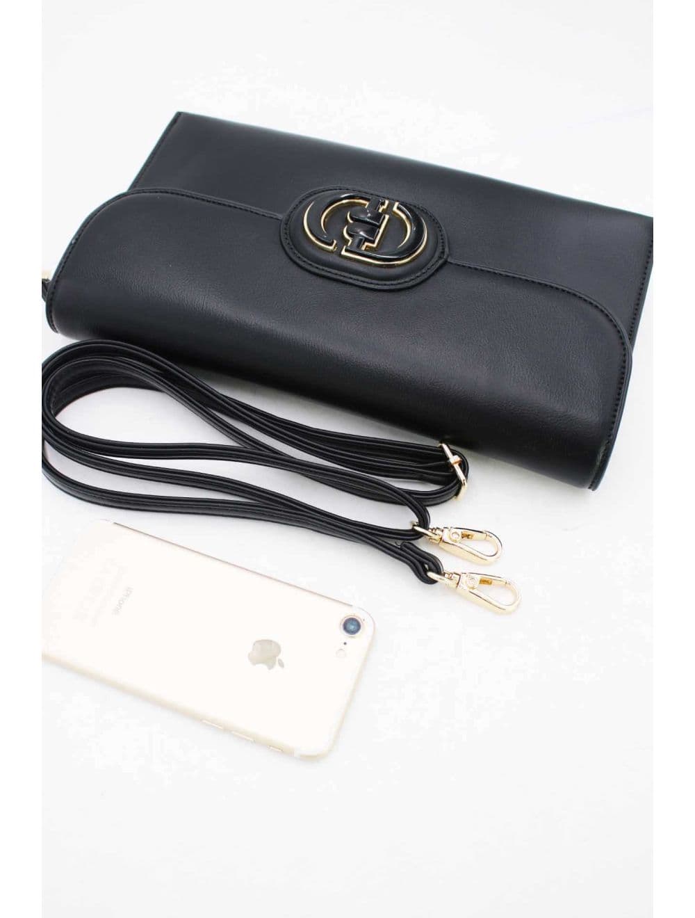 Pochette à Rabat avec Fermoir Avec Lettre B 22P-5565-Noir — vue 4