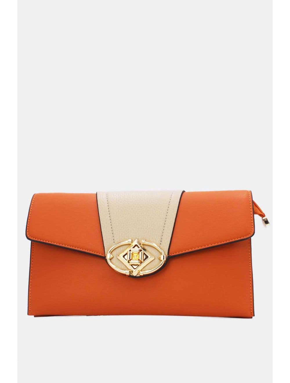 Pochette Bandoulière Effet Cuir Chic 25P-6305-Orange/Beige