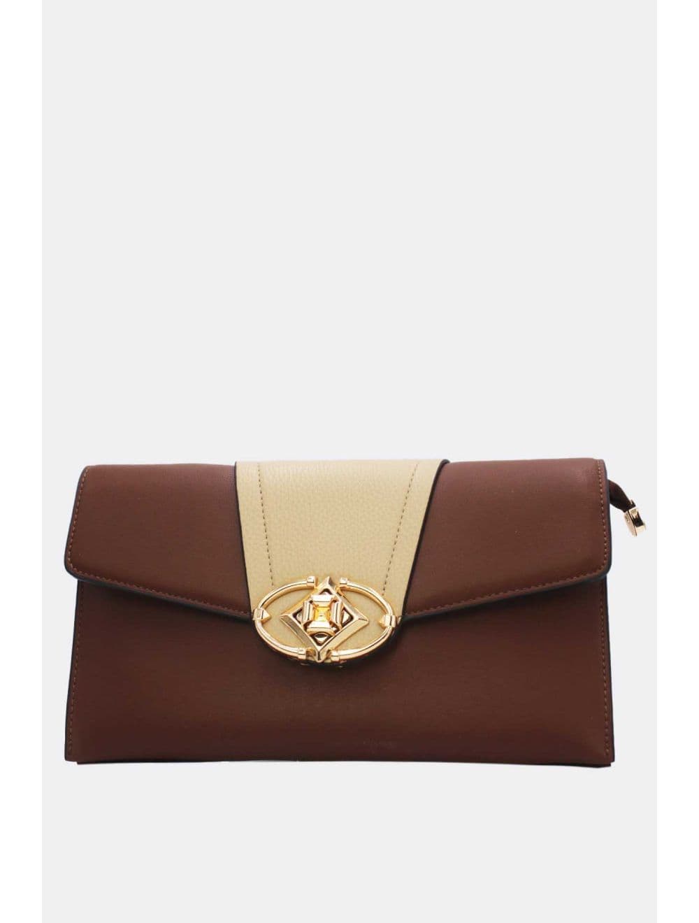 Pochette Bandoulière Effet Cuir Chic 25P-6305-Coffee/Apricot