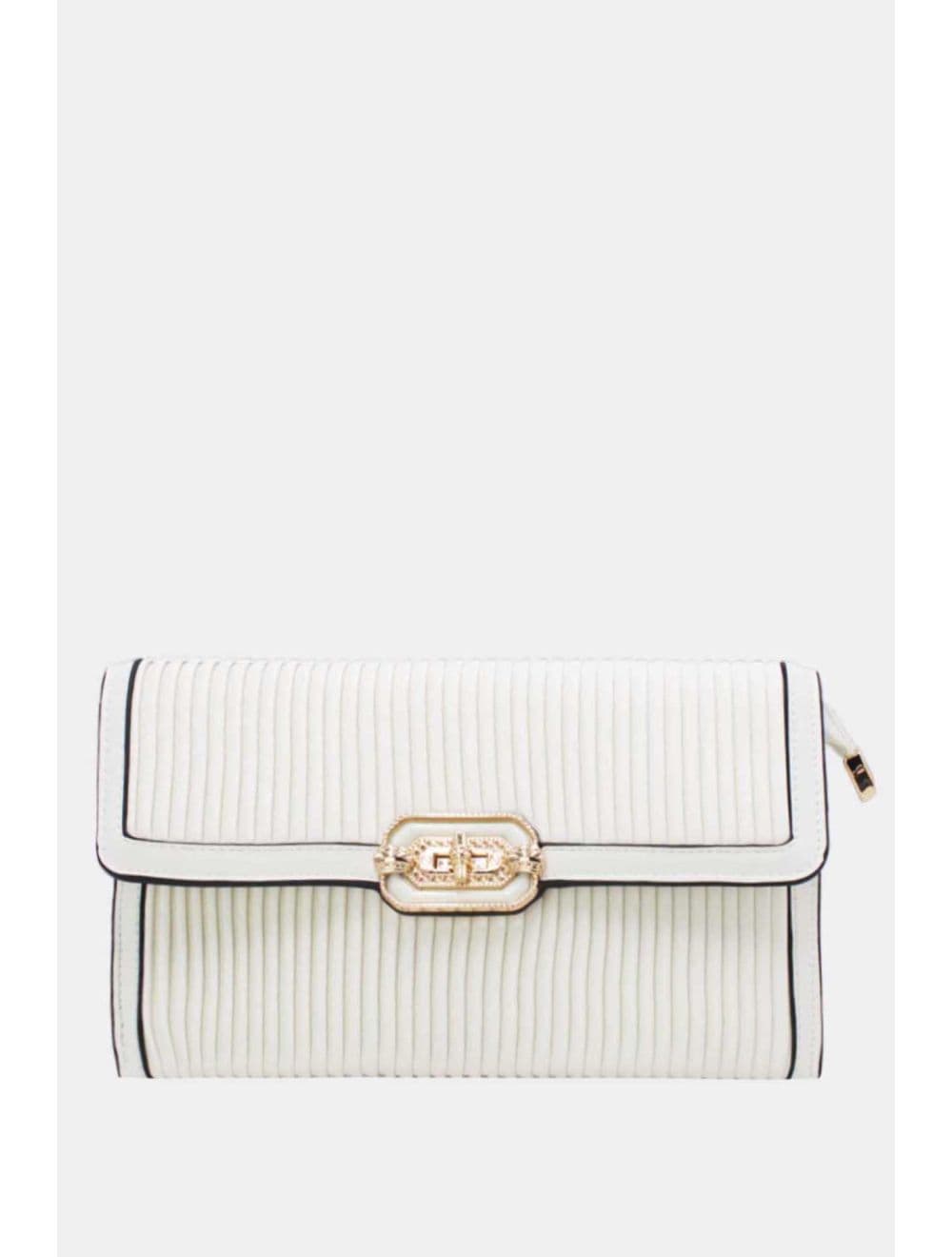 Pochette Bandoulière à Rabat Ruché RÉASSORT 25P-6395-Blanc
