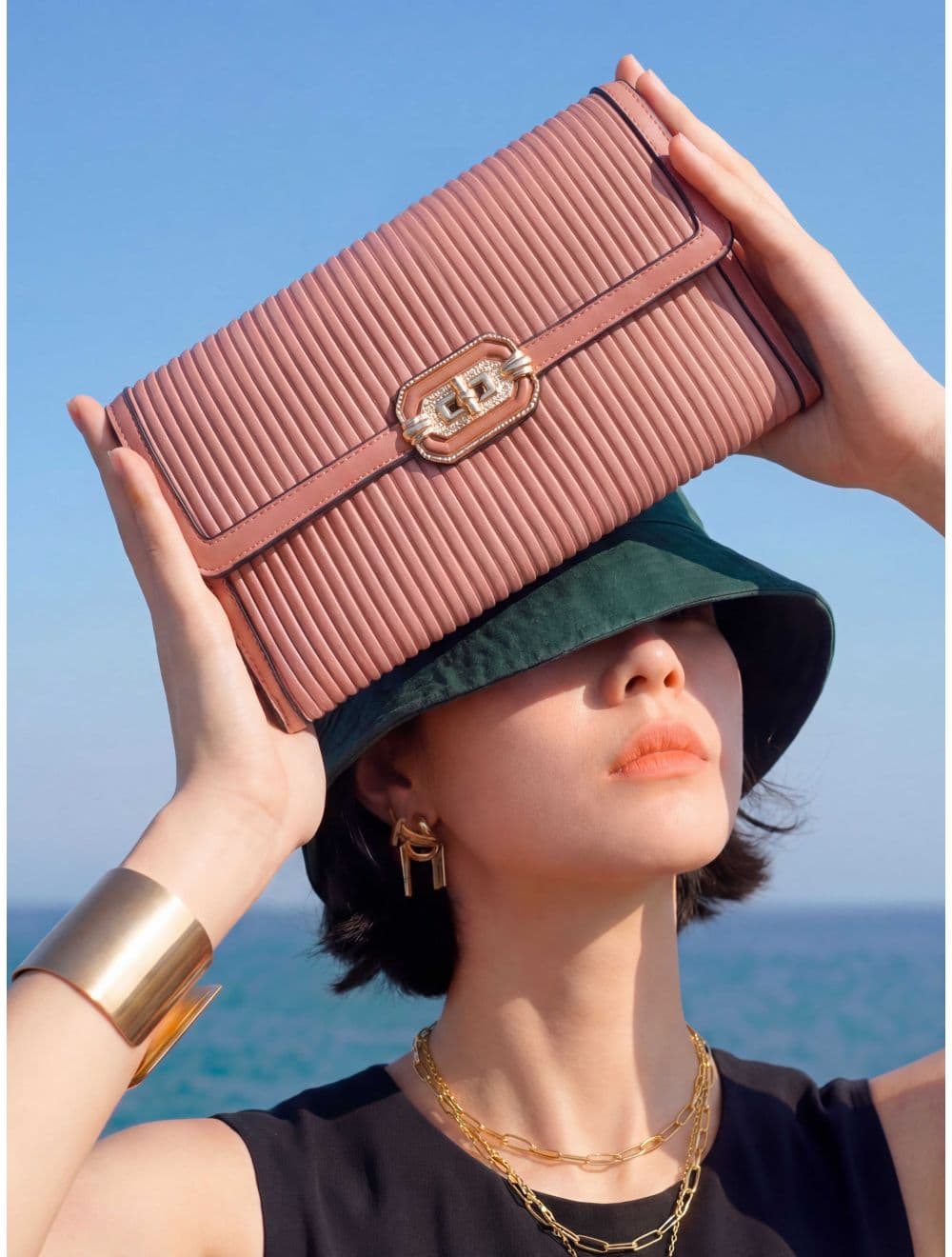 Pochette Bandoulière à Rabat Ruché RÉASSORT 25P-6395-Rose — vue 6