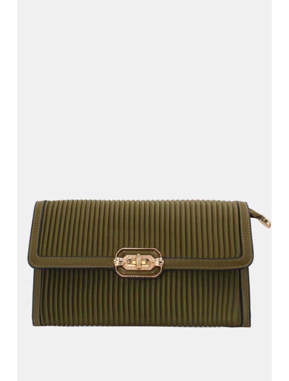 Pochette Bandoulière à Rabat Ruché RÉASSORT 25P-6395-Vert