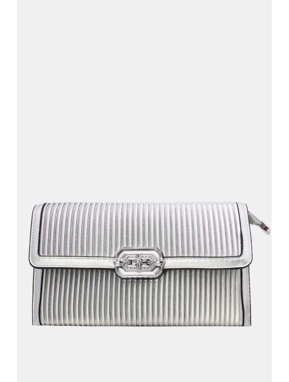 Pochette Bandoulière à Rabat Ruché RÉASSORT 25P-6395-Argenté