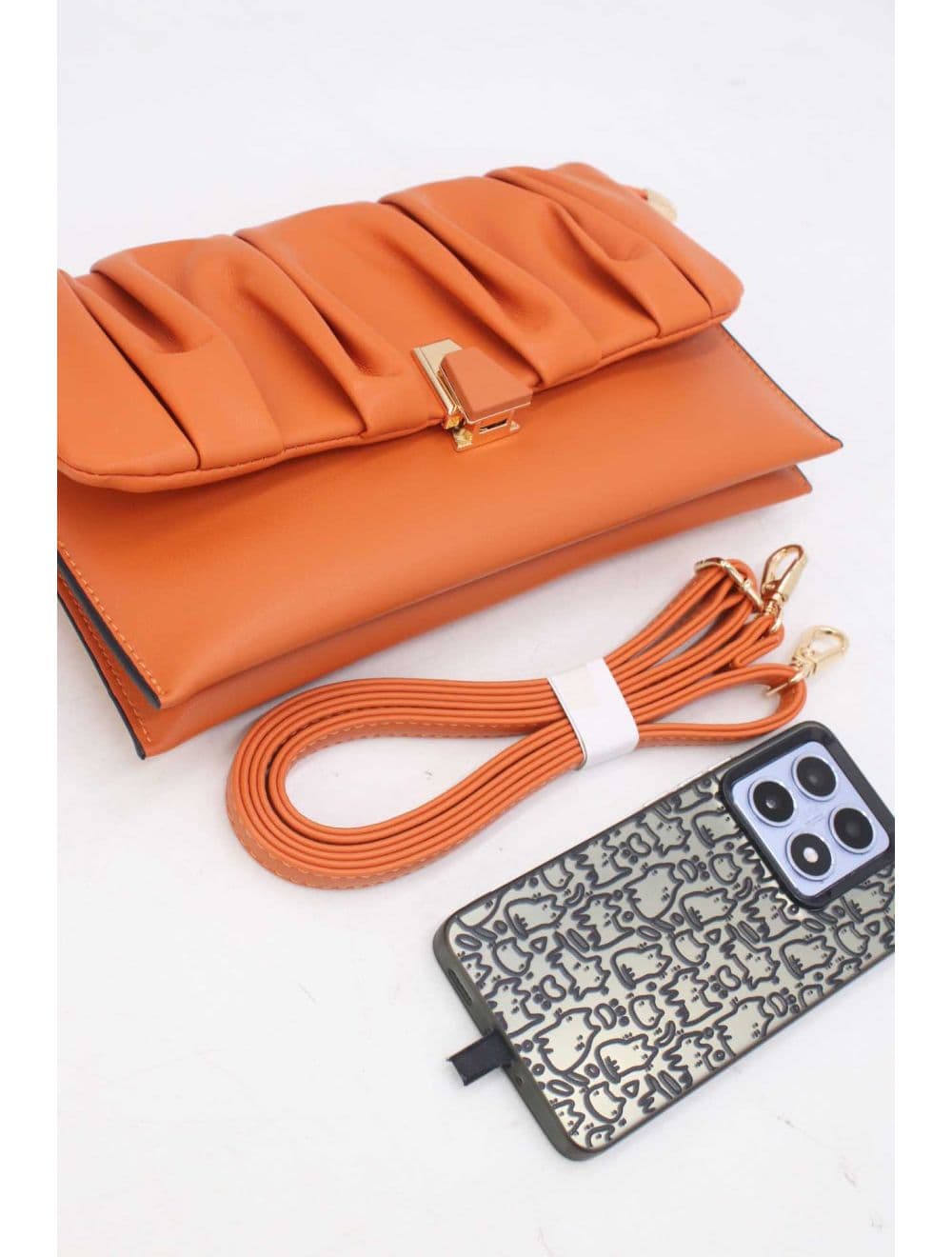 Pochette Bandoulière à Rabat Ruché RÉASSORT 24P-5897-Orange — vue 4