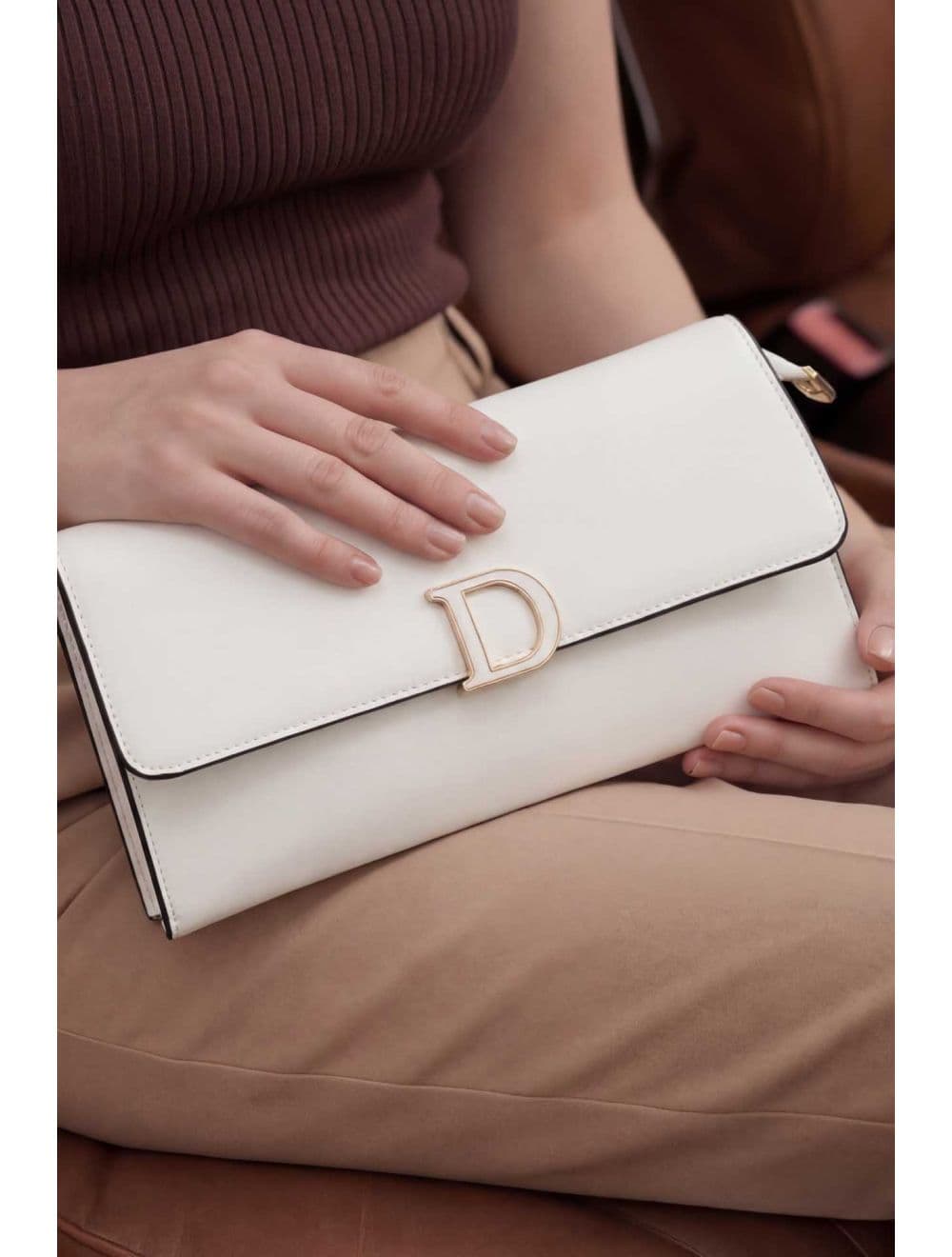 Pochette Bandoulière Effet Tressé 25P-6303-Blanc