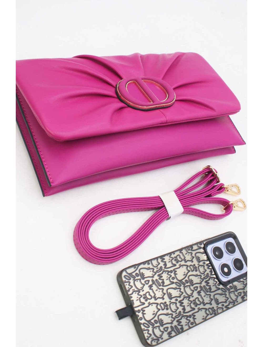 Pochette Bandoulière Effet Tressé 25P-6420-Rose — vue 4