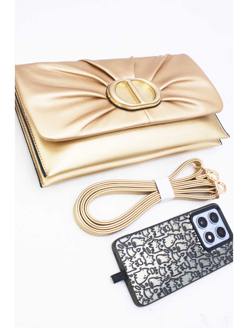 Pochette Bandoulière Effet Tressé 25P-6420-Doré — vue 4