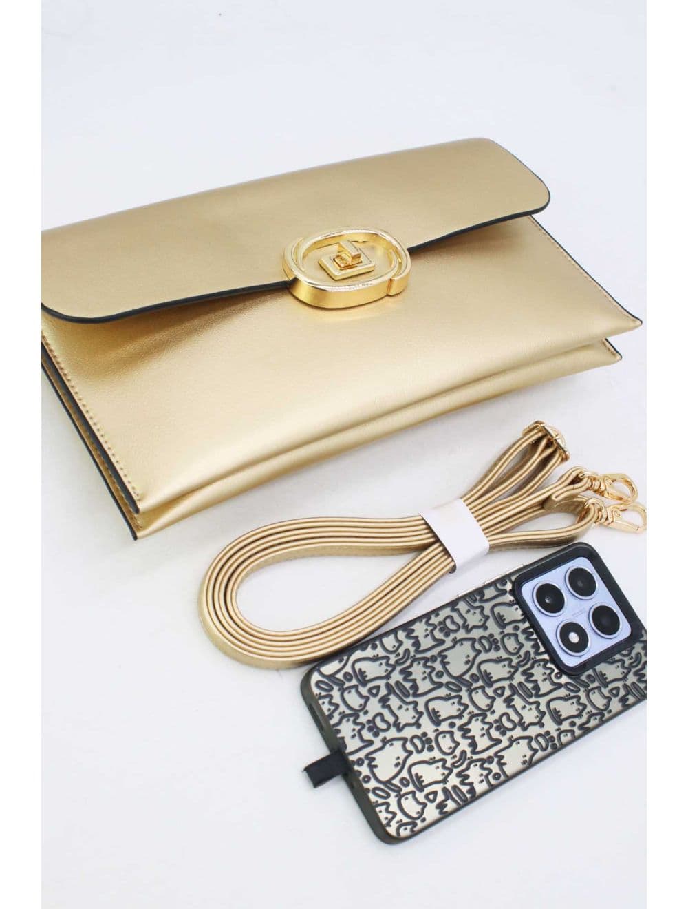 Pochette Bandoulière Effet Tressé RÉASSORT 25P-6419-Doré — vue 4
