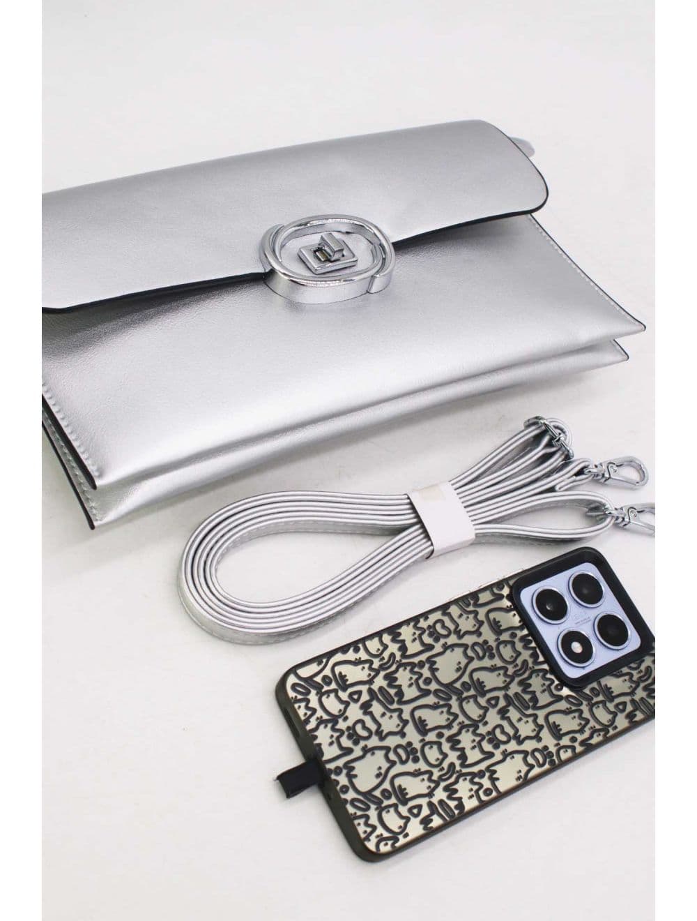 Pochette Bandoulière Effet Tressé RÉASSORT 25P-6419-Argenté — vue 4